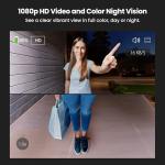 Feit Electric Smart Wireless Doorbell w/Dual-Lens 1080p HD Camera, 24/7 Local Recording, Night Vision, Voice Assistant, AI Detection for People & Packages, Includes Wireless Chime, CAM2/DOOR/WIFI/BAT
