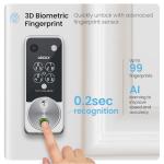 Lockly Vision Zeno Smart Lock with Video Doorbell Camera, Fingerprint Keyless Entry with Apple Home Key, Wi-Fi Deadbolt for Front Door, PIN Genie Keypad, App Remote Control, 2 Rechargeable Batteries