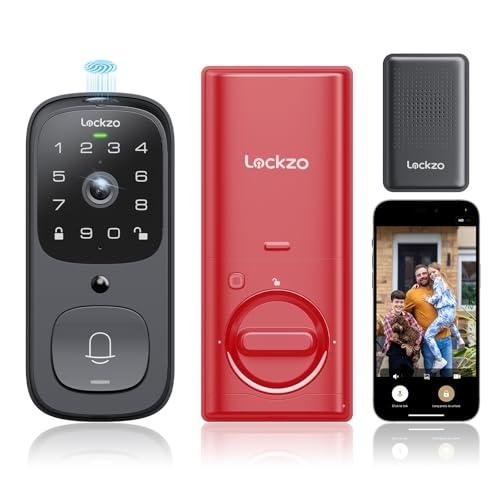 Video Smart Lock with Doorbell, 6 in 1 Keyless Entry Door Lock, Built-in WiFi Camera, Fingerprint, Auto Lock