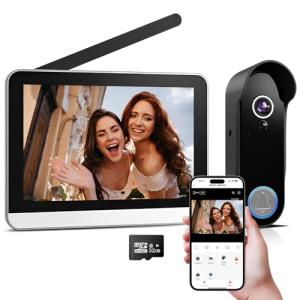 Bvavo Wireless Doorbell Camera with Monitor Video Door Phone Intercom System 1080P 7'' Touch Screen Two-Way Audio Smart Door Bell with Chime, Night Vision, Motion Detection, No Monthly Fees