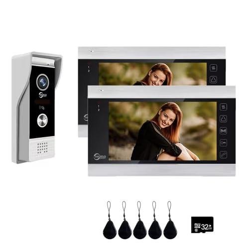 ANJIELO SMART 1080P HD Video Intercom System,WiFi Video Doorbell Camera with 2PC 7 inch Monitor,Wired Doorbell Support Two-Way Audio,Remote Unlock, PIR Motion Detection,Night Vision