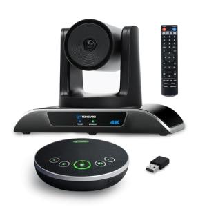 TONGVEO 4K Conference Room Camera System, AI Auto-Tracking PTZ Camera 5X Digital Zoom with Speakerphone Set 120° Wide-Angle USB3.0 for Zoom YouTube Teams OBS and More