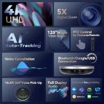 TONGVEO 4K Conference Room Camera System, AI Auto-Tracking PTZ Camera 5X Digital Zoom with Speakerphone Set 120° Wide-Angle USB3.0 for Zoom YouTube Teams OBS and More