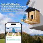 Akasumer Bird Feeder, 5MP Solar-powered Smart Bird Feeder with Camera, AI Identifies Birds 10000, 2.4GHz, Color Night Vision, Instant Notification, Easy to Use, 1.5L, Birds Watching Camera for Outdoor
