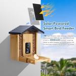Akasumer Bird Feeder, 5MP Solar-powered Smart Bird Feeder with Camera, AI Identifies Birds 10000, 2.4GHz, Color Night Vision, Instant Notification, Easy to Use, 1.5L, Birds Watching Camera for Outdoor