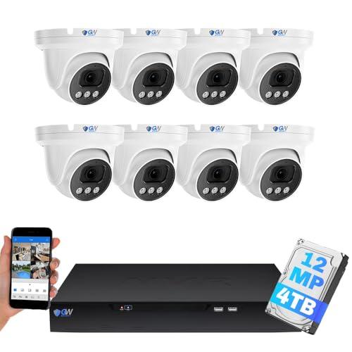 GW Security 16 Channel NVR UltraHD 12MP 6K @30FPS Face/Human/Vehicle Detection Security Camera System with 8 x 12MP IP Two-Way Audio Smart AI Dome Cameras, Color Night Vision, Outdoor/Indoor Camera