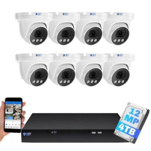 GW Security 16 Channel NVR UltraHD 12MP 6K @30FPS Face/Human/Vehicle Detection Security Camera System with 8 x 12MP IP Two-Way Audio Smart AI Dome Cameras, Color Night Vision, Outdoor/Indoor Camera