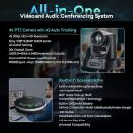 TONGVEO 4K AI Conference Camera with Speakerphone