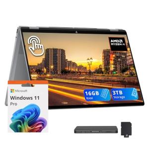 HP OmniBook X Flip 2-in-1 Laptop, 16" 2K Touchscreen Display, AMD Ryzen AI 5 340, 16GB RAM, 3TB Storage (2TB SSD+1TB Docking Station), Copilot, Backlit Keyboard, 5MP IR Camera, Win11 Pro, Silver