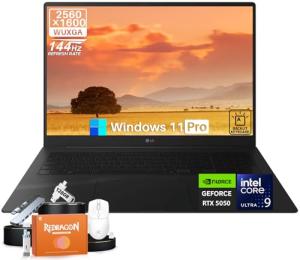 LG Gram Pro 17 Business Laptop(2025), 144Hz WQXGA 400-Nits Display, Intel Core Ultra 9 285H, NVIDIA RTX 5050 8GB, 32 GB LPDDR5X RAM, 2 TB SSD, Wi-Fi 7, Backlit Keyboard, Windows 11 Pro, w/Accessories