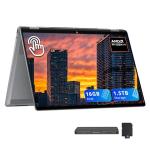 HP OmniBook X Flip 2-in-1 16" 2K Touch-Screen Laptop, AMD Ryzen AI 5 340, 16GB RAM, 1.5TB Storage (512GB SSD+1TB Docking Station), Copilot+ PC, Backlit Keyboard, 5MP IR Camera, Win 11, Silver