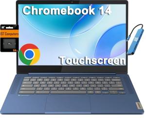 Lenovo Chromebook 14 Laptop (14" FHD Touchscreen, 8-Core 2.0GHz Processor, 4GB RAM, 128GB (64GB eMMC + 64GB SD Card)) Anti-Glare, Webcam, 13-Hr Long Battery Life, IST HUB, Chrome OS w/Google AI