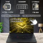 Lenovo ThinkPad E16 Gen 3, 16" FHD+ Display, Intel Ultra 5 225U, 32GB DDR5 RAM, 1TB SSD PCIe, Fingerprint, Backlit Keyboard, WiFi 6E, RJ-45, FHD Webcam, Win 11 Pro, AI Business Laptop - Black