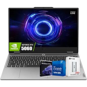 Lenovo LOQ Gaming Laptop, GeForce RTX 5060 8GB GDDR7, Intel 14-Core i7-13650HX(>Intel i9-12900),15.6" FHD 144Hz Display, 24GB DDR5 RAM, 2TB SSD, Backlit KB, MUX Switch, Win11 PRO, W/Res 256GB PSD