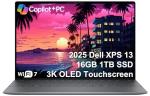 Dell XPS 13 9345 AI Laptop (13.4" 3K (2880x1800) OLED Touchscreen, 16GB DDR5, 1TB SSD, Snapdragon X Elite (> Intel i7-1355U)) Copilot+ PC, Backlit, FP, 27-Hour Battery, Wi-Fi 7, IR Webcam, Win 11 Pro