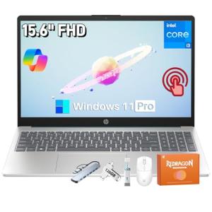 HP 15.6 Touchscreen Laptop for Business, Intel 8-Core i3 Processor, 15.6'' FHD Anti-Glare Display, 32 GB RAM, 2 TB SSD, Copilot Key, Wi-Fi 6, Bluetooth 5.4, Fast Charge, Windows 11 Pro, Accessories