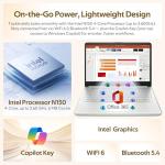 HP Stream 14" Laptop with AI Copilot, Flagship for Students & Business, 13th Gen Intel 4-Core, 4GB RAM, 1.12TB Storage (128GB UFS + 1TB Docking Station), Office 365 1-Year, Win 11 S, Willow Green