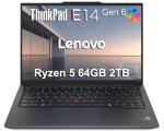 Lenovo ThinkPad E14 Gen 6 Business Laptop (14" FHD+ Anti-Glare, AMD Ryzen 5 7535U (> Intel i7-1355U), 64GB DDR5 RAM, 2TB SSD) Fingerprint, Backlit, 1080p Webcam, Ethernet, Win 11 Pro w/Copilot