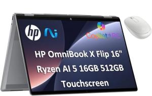 HP OmniBook X Flip 16 (Next Gen Envy 16 x360) 2-in-1 Touchscreen Laptop w/Bluetooth Mouse (16" FHD+, AMD Ryzen AI 5 340 (> Intel i7-1355U), 16GB DDR5, 512GB SSD) AI Copilot+ PC, Backlit, Win 11 Home