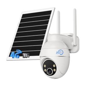 TKENPRO 4G LTE Cellular Security Camera, 24/7 Recording, Solar No WiFi Security Camera Outdoor Wireless with Always-On Video, 2K Color Night Vision, 360° Live View，Auto-Tracking, Built-in SIM Card