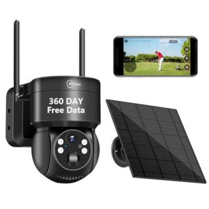 360 Days Free Data 4G LTE Cellular Solar Security Camera Wireless Outdoor, No WiFi Off Grid Solar Powered Camera Work with TUYA app 360° Viewing,Dual Storage(Support Built-in 4G Cellular Network Only)