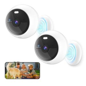Noorio 2MP Security Cameras Wireless Outdoor Battery Powered Camera Surveillance Exterieur for Home, Color Night Vision, AI Motion Detection, 2.4G WiFi, IP66, 32GB Local Storage, 2-Way Audio (2 Pack)