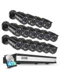 ZOSI 16 Channel Security Camera System with 4TB Hard Drive,16 x 1080P Wired CCTV Cameras,AI Person/Vehicle Detection,Weatherproof,Night Vision,16CH DVR for Business 24/7 Recording,No Monthly Fee