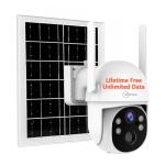 Lifetime-Free-Data 4G-LTE-Cellular Solar-Security-Camera Wireless Outdoor: No Monthly Fees Unlimited Data 2K Surveillance PTZ Camera for No WiFi Remote Monitoring, Built-in VSIM Card, TF Card Storage
