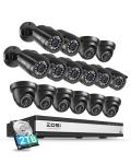 ZOSI 16CH Security Camera System with 2TB HDD,AI Human/Vehicle Detection,16PCS 1080P Outdoor Indoor Surveillance Cameras,Night Vision,H.265+ 16Channel 2MP HD-TVI DVR for 24/7 Recording,Remote Access