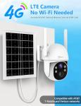 Lifetime-Free-Data 4G-LTE-Cellular Solar-Security-Camera Wireless Outdoor: No Monthly Fees Unlimited Data 2K Surveillance PTZ Camera for No WiFi Remote Monitoring, Built-in VSIM Card, TF Card Storage