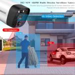 OOSSXX Solar Powered Battery 100% Wire-Free & 2-Way Audio Solar Outdoor Wireless Security Camera System 4MP 2-Antennas Enhance WiFi Home Video Surveillance System