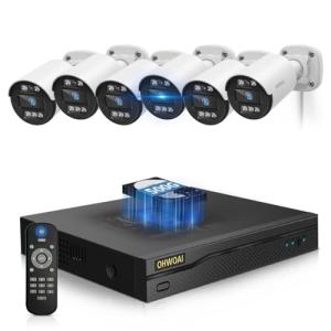 《5MP Super HD & 80ft IR Night Vision》Wired Security Camera System Outdoor, IP67 Waterproof CCTV Cameras Systems with AI Human Detection, Home Video Surveillance DVR Kits