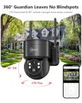 360 Days Free Data 4G LTE Cellular Solar Security Camera Wireless Outdoor, No WiFi Off Grid Solar Powered Camera Work with TUYA app 360° Viewing,Dual Storage(Support Built-in 4G Cellular Network Only)