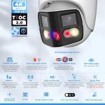 VALUCAM Dual-Lens 4K (8MP) TiOC Outdoor POE Camera - 2 x 4MP Duo 180° Panoramic Wide Angle AI Turret IP Camera, Dual Color Night, DMSS, Active Detterence, 2-Way Audio, Human/Vehicle Detection