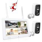 Recmoment Wireless Security Camera System with 7" Touchscreen Monitor & 2PCS 4MP Security Cameras,Indoor Outdoor Camera 2-Way Audio,Color Night Vision,Motion Detection