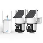 Solar Security Cameras Wireless Outdoor,2 Cam-Kit,Solar-Powered,No Subscription,Home Security Cameras System with 4MP Color Night Vision,Auto Tracking,Spotlight & Siren,64GB Memory Card, 2.4 & 5G WiFi