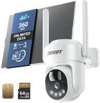 AOV 4G LTE Cellular Security Camera with 360-Day Unlimited SIM Data, 24/7 Recording No WiFi Security Camera Wireless Outdoor Solar-Powered, Auto Tracking, AI Detection, Built-in Sim & 64GB TF Card