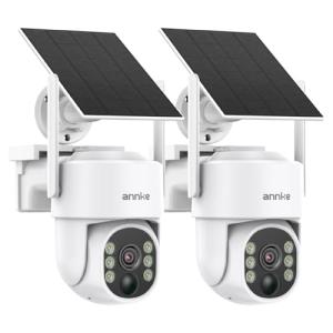 ANNKE 2K Solar Security Cameras Wireless Outdoor, 2 Pack 360° View Pan/Tilt Dome Cameras for Home Surveillance, Full-Color Night Vision, Two-Way Audio, Smart PIR Motion Sensor, IP65, 2.4 & 5GHz WiFi