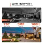 Dzees Solar Security Cameras Wireless Outdoor, 2K Battery Powered Security Camera, 360° PTZ Camera with Spotlight, Siren, Color Night Vision, AI Dectection, IP66 for Home Security, 2.4GHz 2-Pack