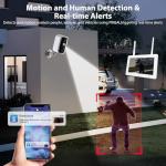 Recmoment Wireless Security Camera System with 7" Touchscreen Monitor & 2PCS 4MP Security Cameras,Indoor Outdoor Camera 2-Way Audio,Color Night Vision,Motion Detection