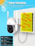 Lifetime-Free-Data 4G-LTE-Cellular Solar-Security-Camera Wireless Outdoor: No Monthly Fees Unlimited Data 2K Surveillance PTZ Camera for No WiFi Remote Monitoring, Built-in VSIM Card, TF Card Storage