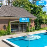 OOSSXX Solar Powered Battery 100% Wire-Free & 2-Way Audio Solar Outdoor Wireless Security Camera System 4MP 2-Antennas Enhance WiFi Home Video Surveillance System