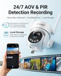 AOV 4G LTE Cellular Security Camera with 360-Day Unlimited SIM Data, 24/7 Recording No WiFi Security Camera Wireless Outdoor Solar-Powered, Auto Tracking, AI Detection, Built-in Sim & 64GB TF Card