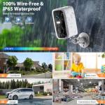 Recmoment Wireless Security Camera System with 7" Touchscreen Monitor & 2PCS 4MP Security Cameras,Indoor Outdoor Camera 2-Way Audio,Color Night Vision,Motion Detection