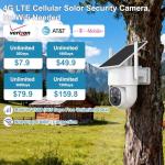Kweiugfi 4G LTE Cellular Security Camera Outdoor,365 Days Unlimited Data,Wireless Solar Security Camera,2K Color Night Vision,360° Live View,Real-time Alerts,Motion Sensor,64G TF Card, No WiFi Needed