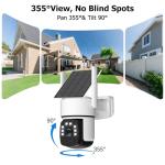 Solar Security Cameras Wireless Outdoor, 4 Cam-Kit, 4MP Home Security System with Color Night Vision, 2.4G & 5G WiFi, 360° Pan & Tilt, 64GB Local Storage, No Subscription, Motion Detection, Spotlight