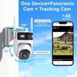 QUTHZZHY Dual Lens 4G LTE Cellular Security Camera Outdoor Wireless, 365 Day Free Unlimited Data No WiFi Solar Powered Security Camera, 2K 360° Color Night Vision, PIR Motion Detection, Built-in VSIM