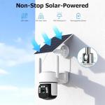 Solar Security Cameras Wireless Outdoor, 4 Cam-Kit, 4MP Home Security System with Color Night Vision, 2.4G & 5G WiFi, 360° Pan & Tilt, 64GB Local Storage, No Subscription, Motion Detection, Spotlight