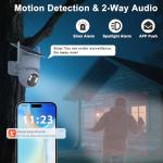 Kweiugfi 4G LTE Cellular Security Camera Outdoor,365 Days Unlimited Data,Wireless Solar Security Camera,2K Color Night Vision,360° Live View,Real-time Alerts,Motion Sensor,64G TF Card, No WiFi Needed