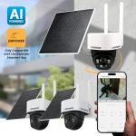Defender 4G LTE 2K+ AI Frontier PTZ Wireless Outdoor Security Camera, 2 Pack, 5W Solar Panel, 360° AI Tracking, Deterrence, 2 Way Talk, 9400maH Battery, Works with Empower App, eSIM Included